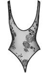Noir Handmade Tulle Body with Patterned Flock Embroidery | Angel Clothing