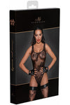 Noir Handmade Tulle Body with Patterned Flock Embroidery | Angel Clothing