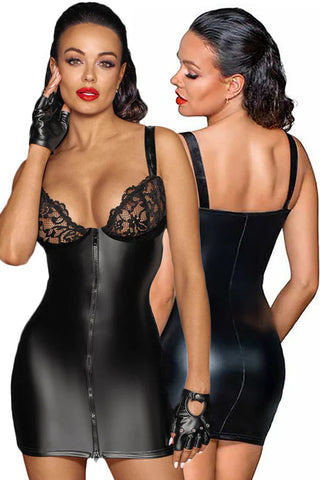 Noir Handmade Powerwetlook Mini-Dress | Angel Clothing