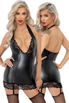 Noir Handmade Powerwetlook Lace Trim Mini Dress
