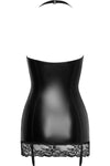 Noir Handmade Powerwetlook Lace Trim Mini Dress | Angel Clothing