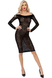 Noir Handmade Leopard Flock Midi Dress (S, XL) | Angel Clothing