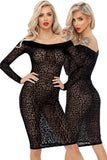 Noir Handmade Leopard Flock Midi Dress (S, XL) | Angel Clothing