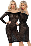 Noir Handmade Leopard Flock Midi Dress