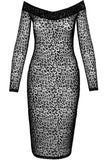 Noir Handmade Leopard Flock Midi Dress (S, XL) | Angel Clothing