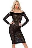 Noir Handmade Leopard Flock Midi Dress (S, XL) | Angel Clothing