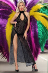 Noir Handmade Long Leopard Flock Dress | Angel Clothing