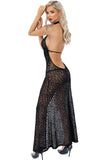 Noir Handmade Long Leopard Flock Dress (S, XL) | Angel Clothing