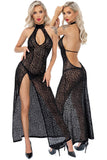 Noir Handmade Long Leopard Flock Dress | Angel Clothing