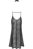 Noir Handmade Long Leopard Flock Dress (S, XL) | Angel Clothing