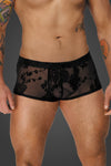 Noir Handmade Flock Embroidery Shorts | Angel Clothing