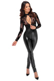 Noir Handmade Powerwetlook and Tulle Jumpsuit (L) | Angel Clothing