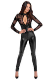 Noir Handmade Powerwetlook and Tulle Jumpsuit (L) | Angel Clothing