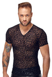 Noir Handmade Leopard Flock V-neck T-Shirt | Angel Clothing