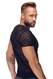 Noir Handmade Leopard Flock V-neck T-Shirt | Angel Clothing