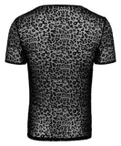 Noir Handmade Leopard Flock V-neck T-Shirt | Angel Clothing