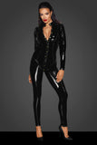 Noir Handmade Long Button Catsuit | Angel Clothing