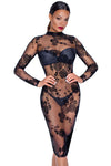 Noir Handmade Powernet and Flock Dress | Angel Clothing