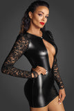 Noir Handmade Short Powerwetlook Dress (S, M, XL, 2XL) | Angel Clothing