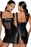 Noir Handmade Short Powerwetlook Dress (L, XL) | Angel Clothing