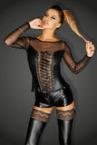 Noir Handmade Wetlook Shorts with Laced Pockets | Angel Clothing