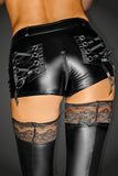 Noir Handmade Wetlook Shorts with Laced Pockets | Angel Clothing