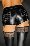 Noir Handmade Wetlook Shorts with Laced Pockets (XL, 2XL) | Angel Clothing