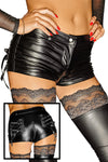 Noir Handmade Wetlook Shorts with Laced Pockets | Angel Clothing