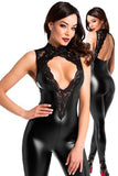 Noir Handmade Powerwetlook Sleeveless Jumpsuit | Angel Clothing