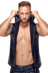 Noir Handmade Snake Skin Pattern Sleeveless Hoodie Top | Angel Clothing
