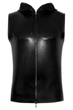 Noir Handmade Snake Skin Pattern Sleeveless Hoodie Top | Angel Clothing