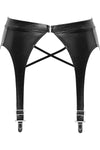Noir Handmade Snake Skin Style Wetlook Garter Belt | Angel Clothing