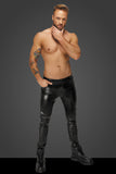 Noir Handmade Snake Skin Pattern Wetlook Trousers | Angel Clothing