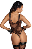 Noir Handmade Tulle Body with Patterned Flock Embroidery (XL) | Angel Clothing