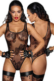 Noir Handmade Tulle Body with Patterned Flock Embroidery (XL) | Angel Clothing