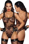 Noir Handmade Tulle Body with Patterned Flock Embroidery