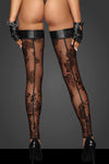 Noir Handmade Tulle Powerwetlook Flock Stockings | Angel Clothing