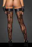 Noir Handmade Tulle Powerwetlook Flock Stockings | Angel Clothing