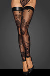 Noir Handmade Tulle Powerwetlook Flock Stockings | Angel Clothing