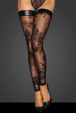 Noir Handmade Tulle Powerwetlook Flock Stockings | Angel Clothing