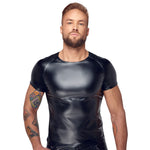 Noir Handmade Wetlook T-Shirt with Wetlook Sleeves | Angel Clothing
