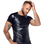 Noir Handmade Wetlook T-Shirt with Wetlook Sleeves | Angel Clothing
