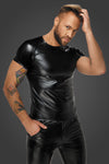 Noir Handmade Wetlook T-Shirt with Wetlook Sleeves | Angel Clothing