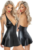 Noir Handmade Short Wetlook Dress | Angel Clothing