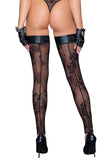 Noir Handmade Tulle Powerwetlook Flock Stockings | Angel Clothing