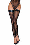 Noir Handmade Tulle Powerwetlook Flock Stockings | Angel Clothing