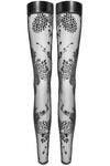 Noir Handmade Tulle Powerwetlook Flock Stockings | Angel Clothing