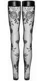Noir Handmade Tulle Powerwetlook Flock Stockings | Angel Clothing