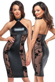 Noir Handmade Velvet Flocked Powernet Dress | Angel Clothing