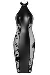 Noir Handmade Velvet Flocked Powernet Dress | Angel Clothing